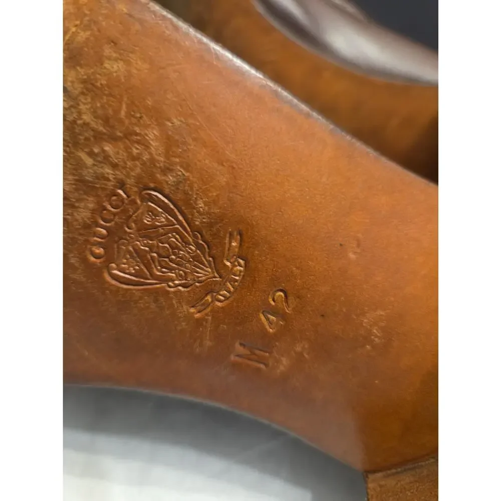 GUCCI 1953 Brown Leather Gold Horsebit Loafer, Sz UK 8, US 8.5 Eu42